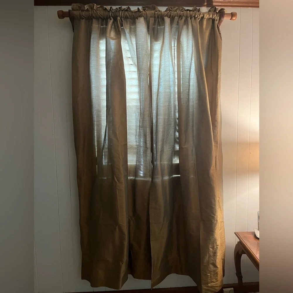 Nobel Excellence Lightweight Tan Curtain Panel Pair lined.